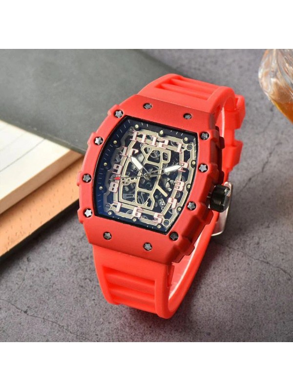 Brand Inspired Watch in Ceramic Casing - Red Strap 