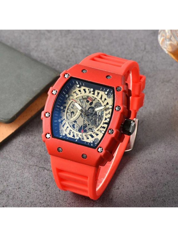 Brand Inspired Watch in Ceramic Casing - Red Strap 