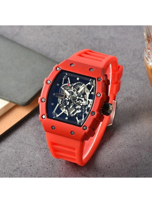 Brand Inspired Watch in Ceramic Casing - Red Strap 