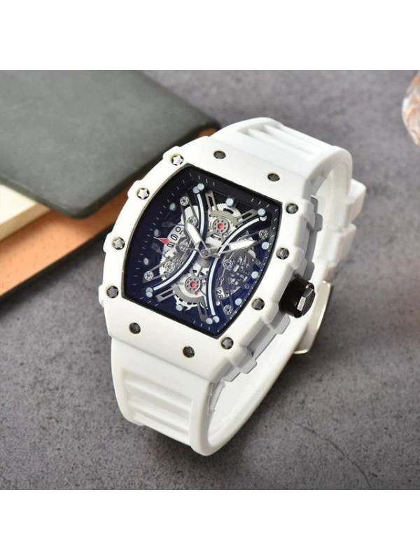 Brand Inspired Watch in Ceramic Casing - White Strap 