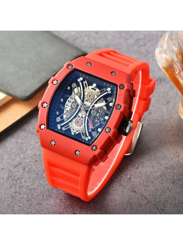 Brand Inspired Watch in Ceramic Casing - Red Strap 