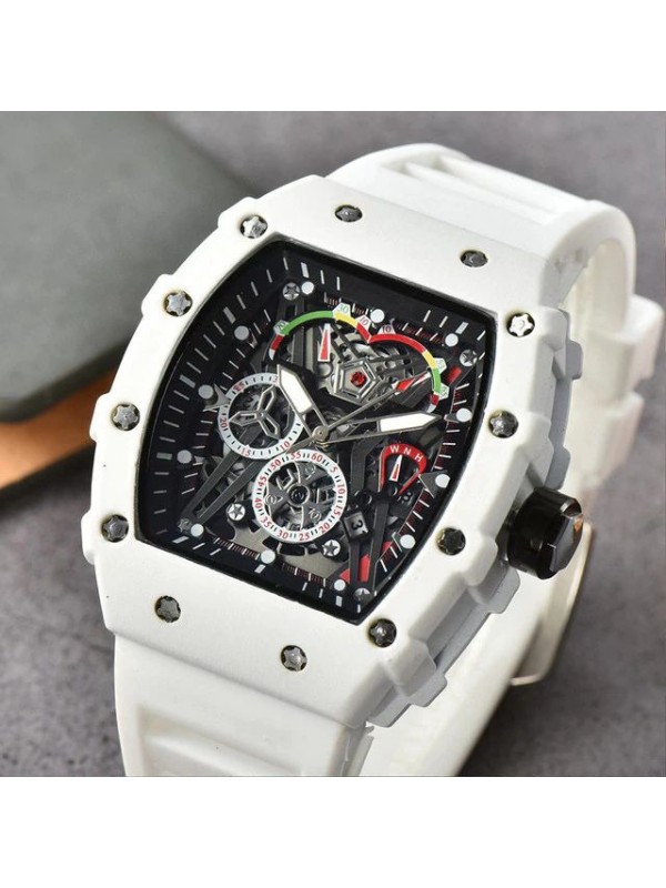 Brand Inspired Watch in Ceramic Casing - White Strap 