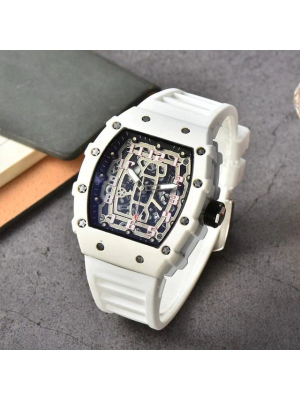 Brand Inspired Watch in Ceramic Casing - White Strap 