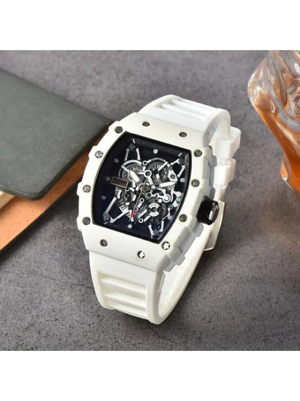 Brand Inspired Watch in Ceramic Casing - White Strap 