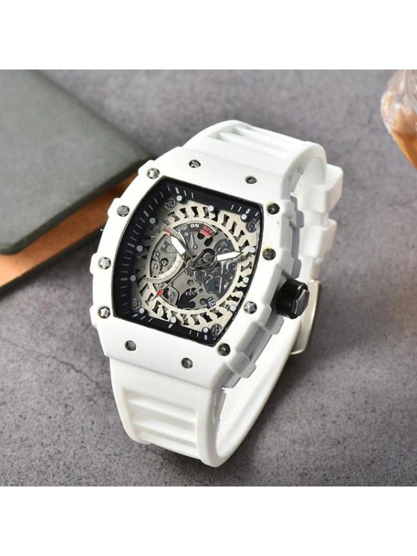 Brand Inspired Watch in Ceramic Casing - White Strap 