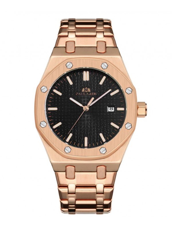 Brand Inspired Watch in Rose Gold Casing - Black Dial - Automatic Movement 