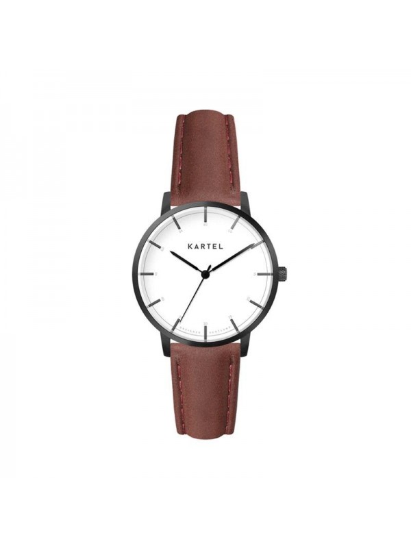 ISLA 34MM MAROON LEATHER STRAP WATCH