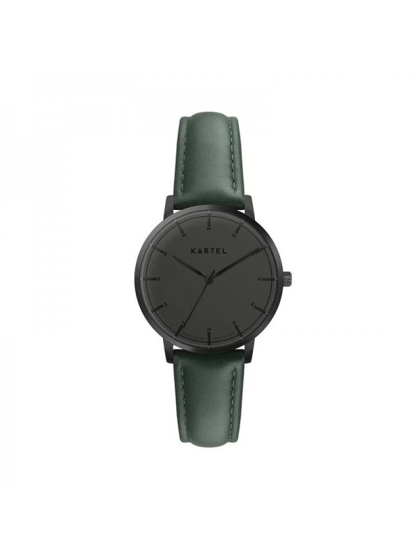 ISLA 34MM GREEN LEATHER STRAP WATCH