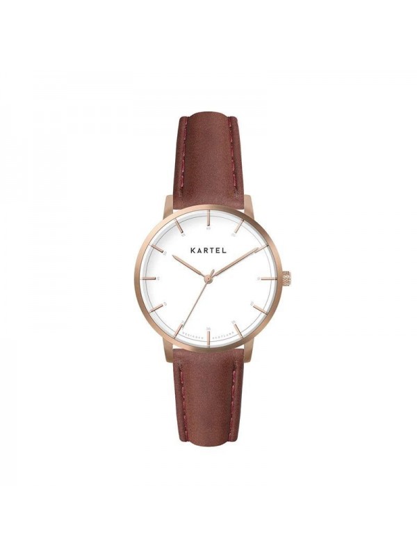 ISLA 34MM MAROON LEATHER STRAP WATCH