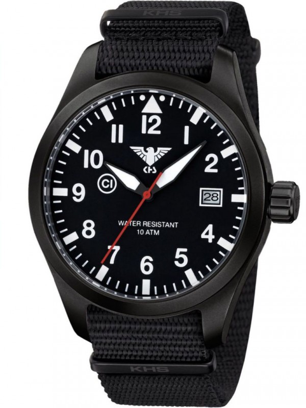 AIRBS.NB Mens Watch Airleader Black Steel Nato Band Black