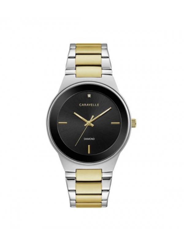 Caravelle Designed by Bulova Men s 45D107 Modern Diamond Dial Two Tone Stainless Bracelet Watch