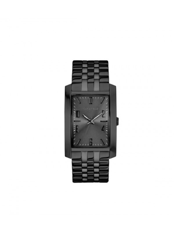 Caravelle Designed by Bulova Men's 45A140 Rectangular Black-Tone Stainless Bracelet Watch