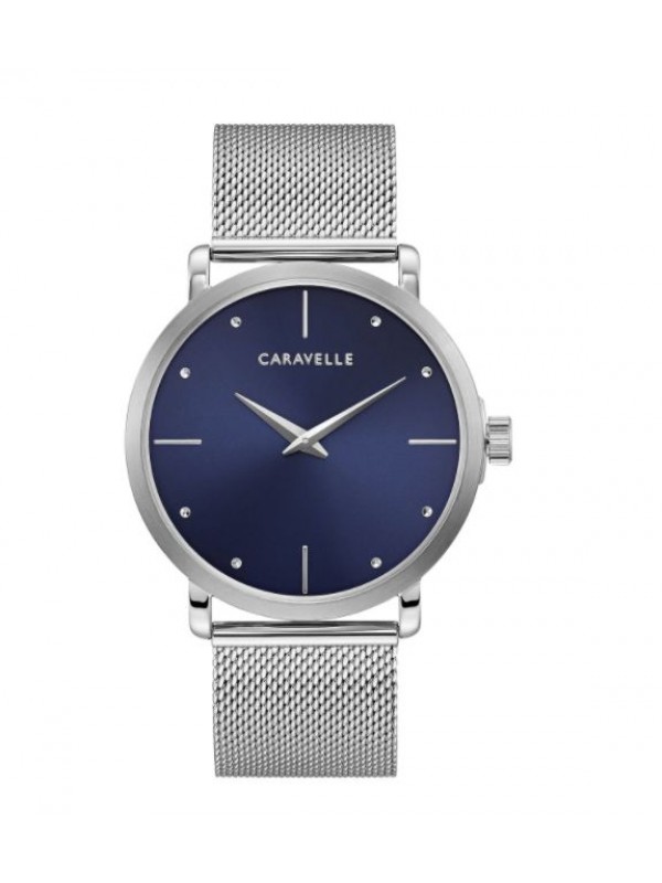 Caravelle by Bulova Mens 43A149 Stainless Blue Dial Mesh Bracelet Watch