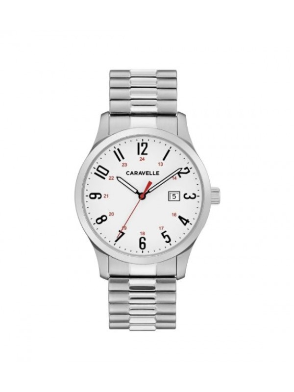 Caravelle Designed by Bulova Men's 43B153 Stainless Expansion Bracelet Easy Reader Watch