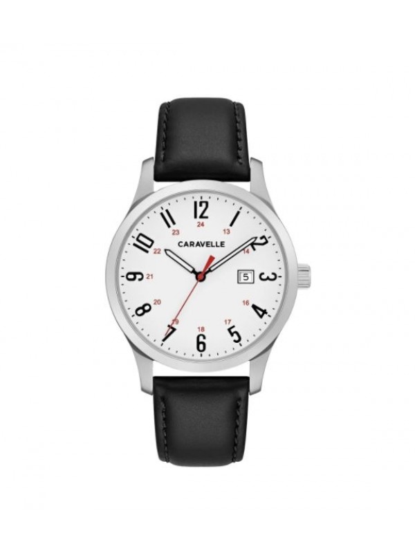 Caravelle Designed by Bulova Women's 43M118 Easy Reader Black Leather Strap Watch
