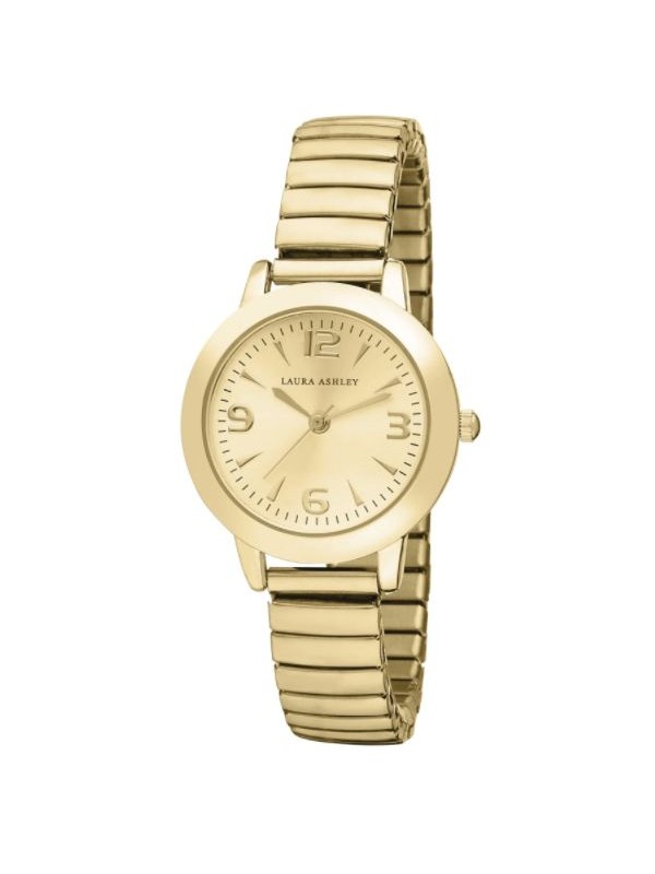 Laura Ashley Gold Women's Round Expandable Stainless Steel Bracelet Watch
