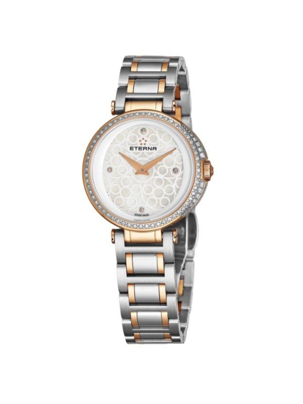 Eterna Women's 2561.59.61.1724 'Grace' Mother of Pearl Dial Two Tone Stainless Steel Diamond Quartz Watch