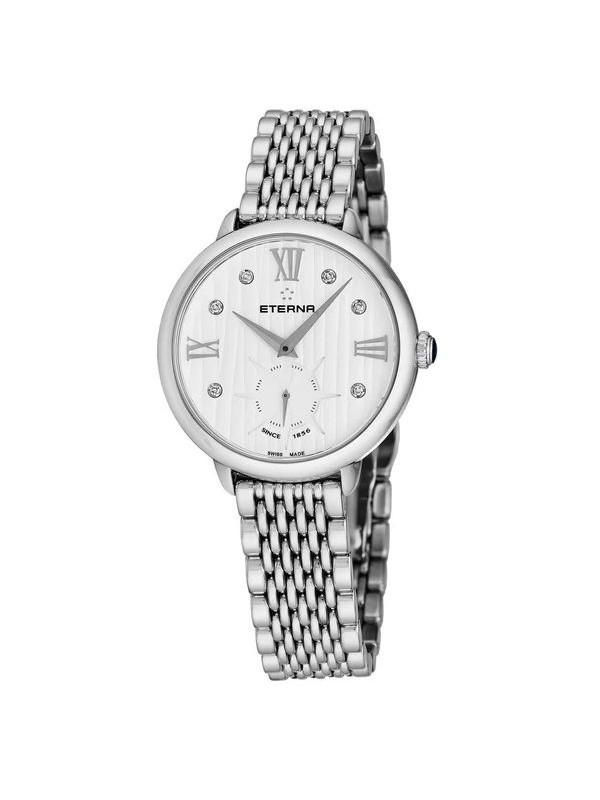 Eterna Women's 2801.41.96.1743 'Eternity' White Diamond Dial Stainless Steel Small Seconds Quartz Watch