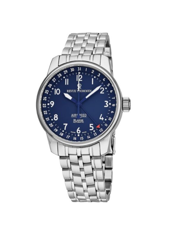 Revue Thommen Men's 16050.2135 'Air Speed' Blue Dial Stainless Steel Swiss Automatic Watch