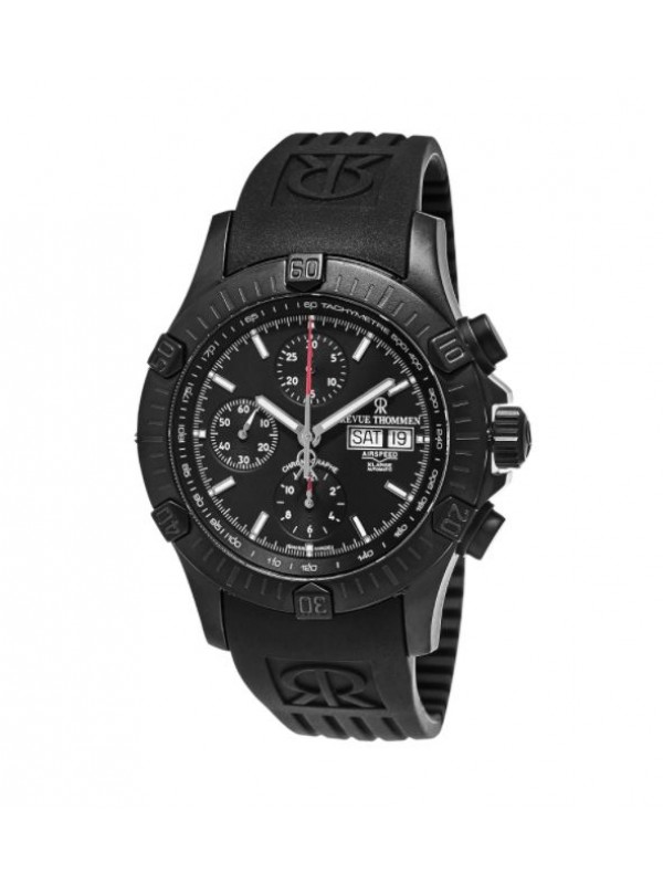 Revue Thommen Men's 16071.6877 'Air Speed' Black Dial Black Rubber Strap Swiss Automatic Watch