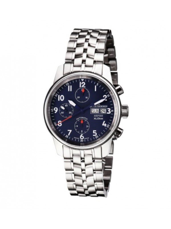 Revue Thommen 16051.6135 'Auto Chrono' Blue Dial Stainless Steel Bracelet Swiss Automaitc Watch