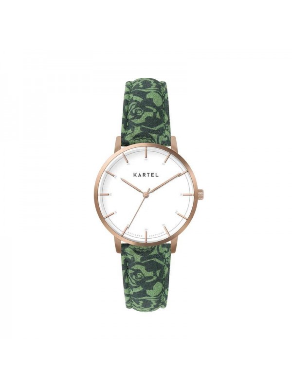 ISLA 34MM GREEN FABRIC STRAP WATCH