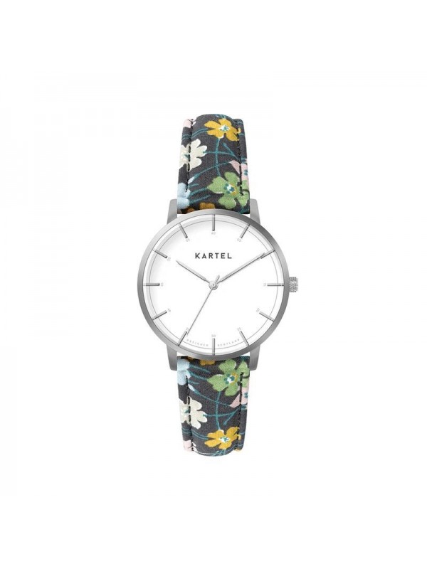 ISLA 34MM FLORAL FABRIC STRAP WATCH