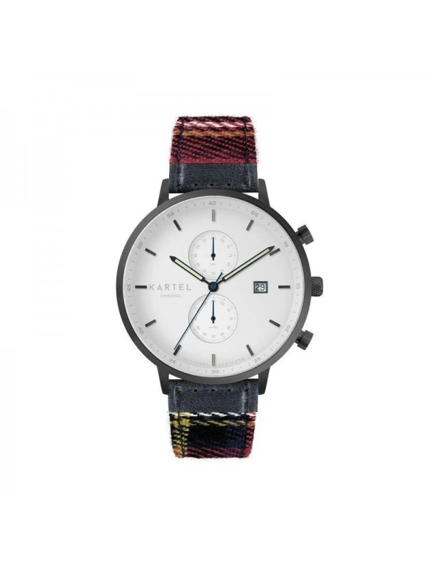 KNOYDART 43MM RED TARTAN STRAP WATCH