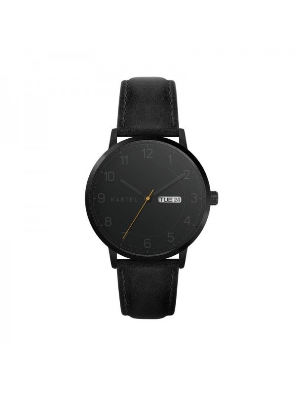 MORRIS 40MM BLACK LEATHER STRAP WATCH