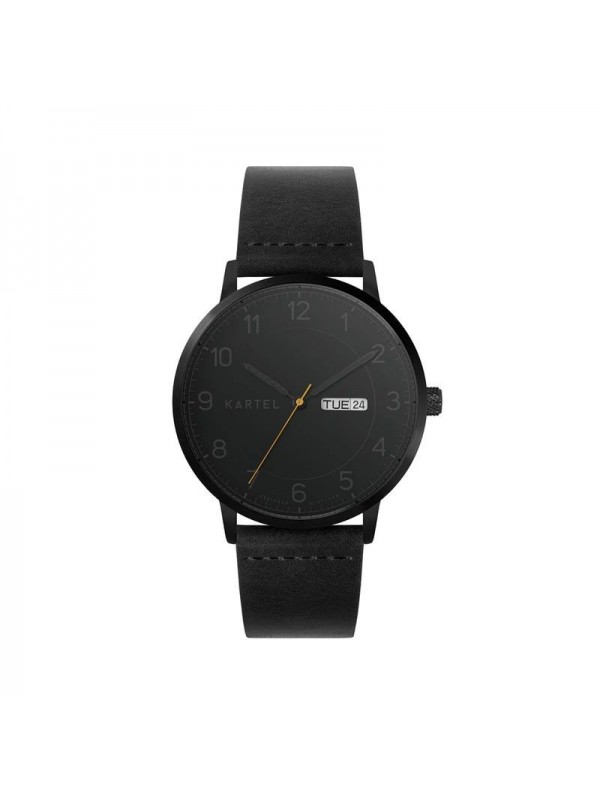 MORRIS 40MM BLACK LEATHER STRAP WATCH