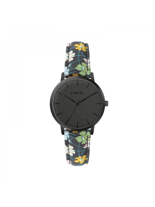 ISLA 34MM FLORAL FABRIC STRAP WATCH