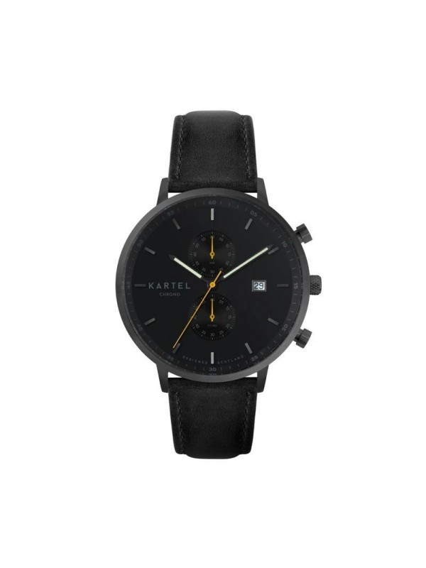 KNOYDART 43MM BLACK LEATHER STRAP WATCH