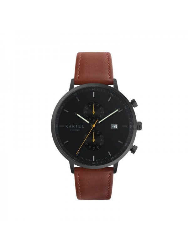 KNOYDART 43MM MAROON LEATHER STRAP WATCH