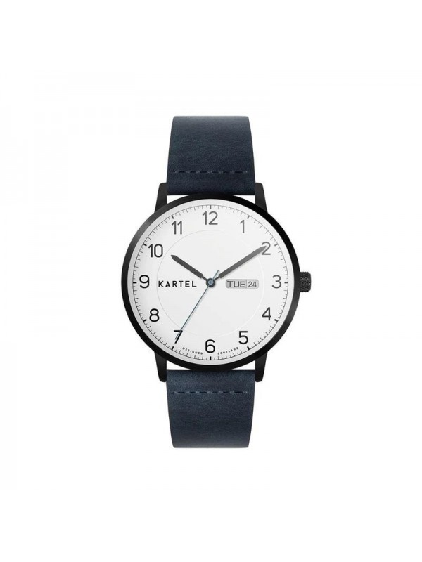 MORRIS 40MM BLUE LEATHER STRAP WATCH