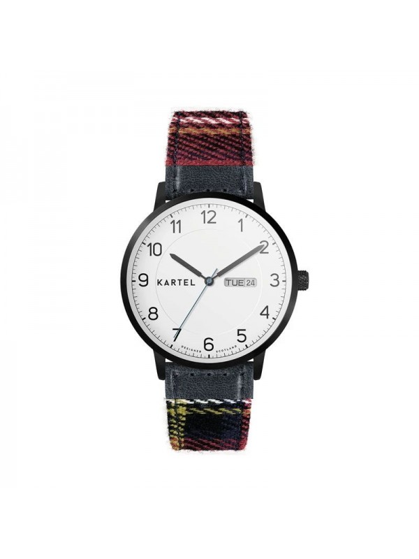 MORRIS 40MM RED TARTAN STRAP WATCH