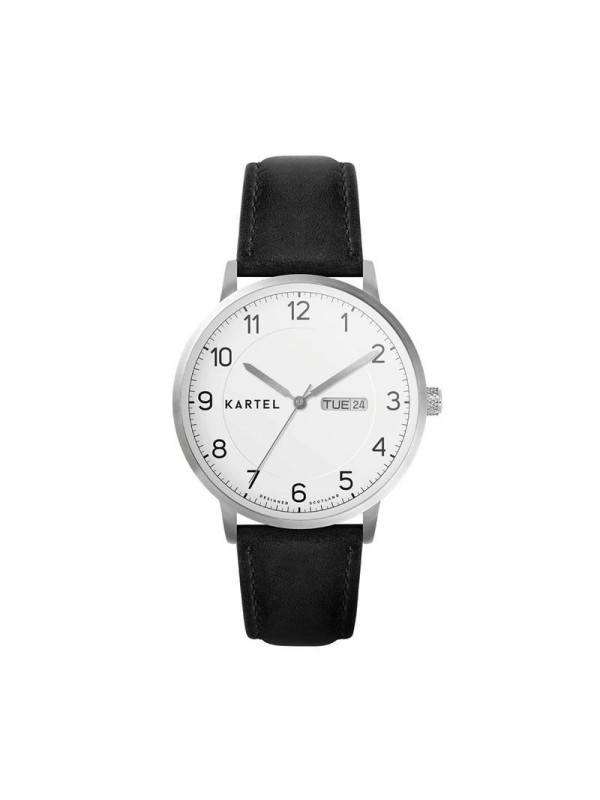 MORRIS 40MM BLACK LEATHER STRAP WATCH