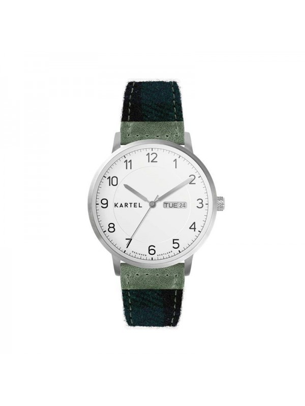 MORRIS 40MM BLUE TARTAN STRAP WATCH