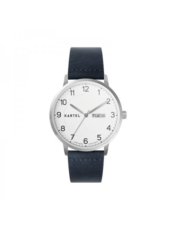 MORRIS 40MM BLUE LEATHER STRAP WATCH