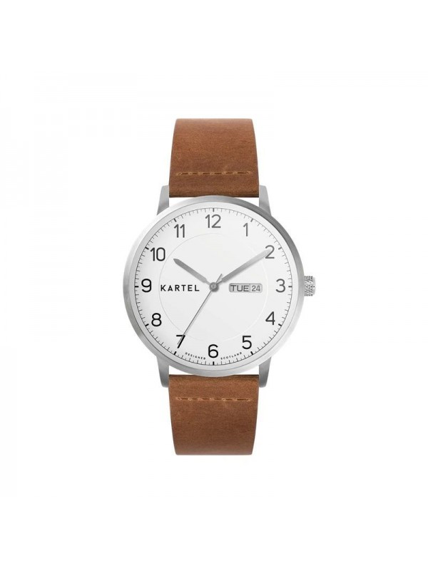 MORRIS 40MM TAN LEATHER STRAP WATCH