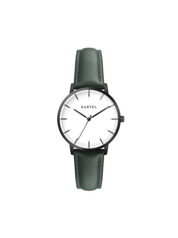 ISLA 34MM GREEN LEATHER STRAP WATCH