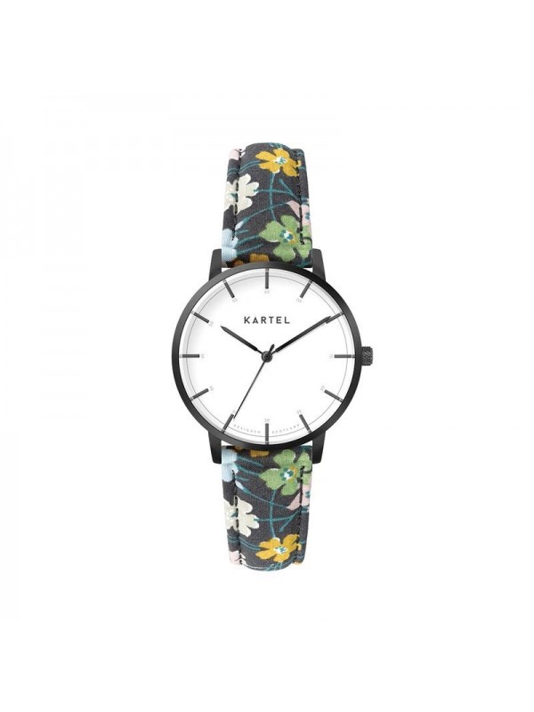 ISLA 34MM FLORAL FABRIC STRAP WATCH