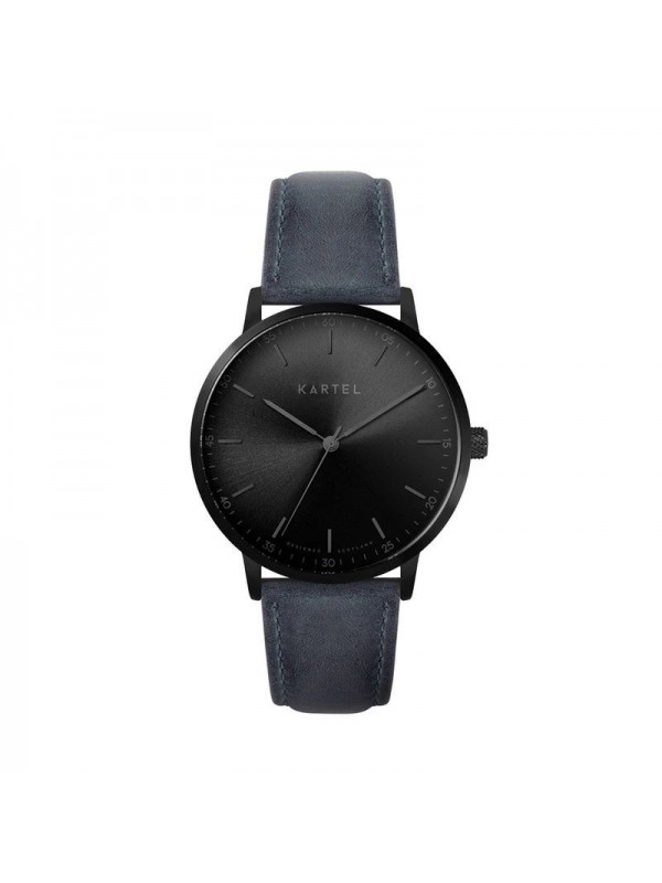 HUME 40MM BLUE LEATHER STRAP WATCH