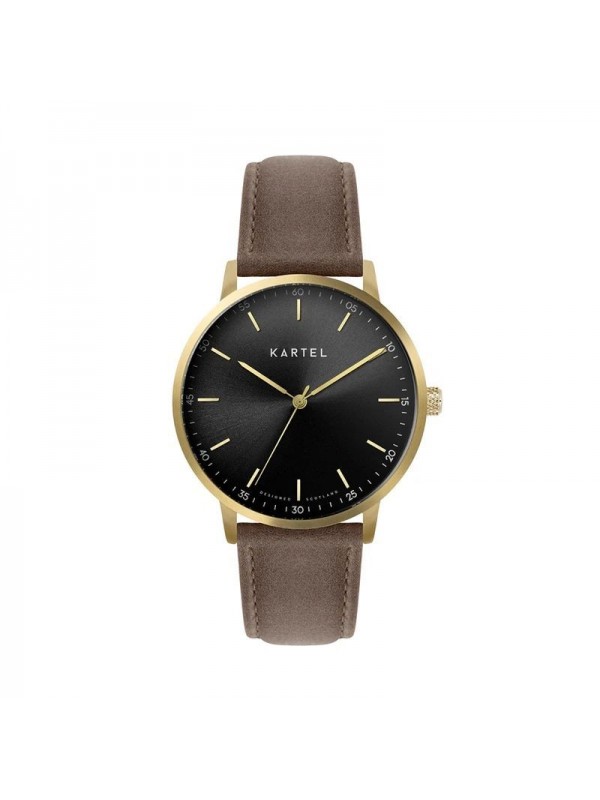 HUME 40MM BROWN LEATHER STRAP WATCH