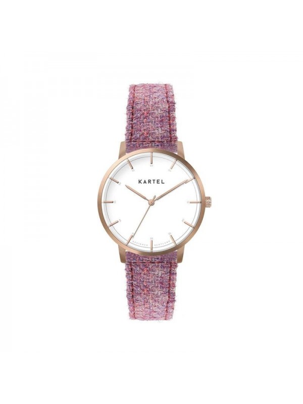 ISLA 34MM PINK TWEED LEATHER STRAP WATCH