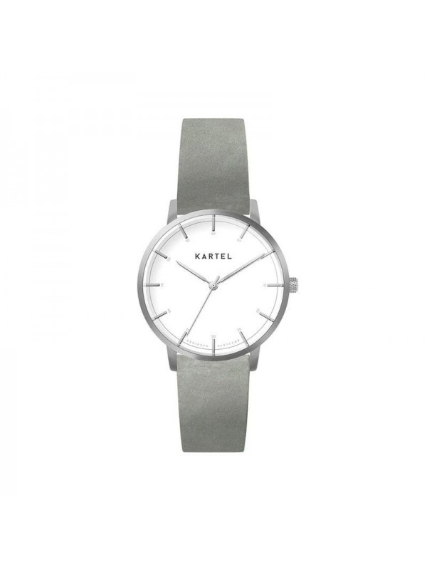 ISLA 34MM GREY LEATHER STRAP WATCH