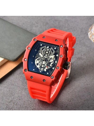 Brand Inspired Watch in Ceramic Casing - Red Strap 