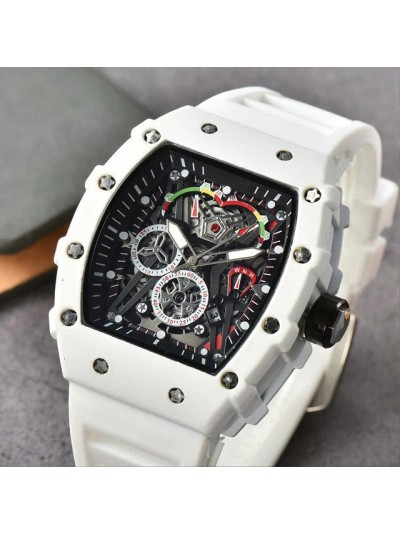 Brand Inspired Watch in Ceramic Casing - White Strap 