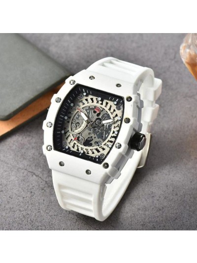 Brand Inspired Watch in Ceramic Casing - White Strap 