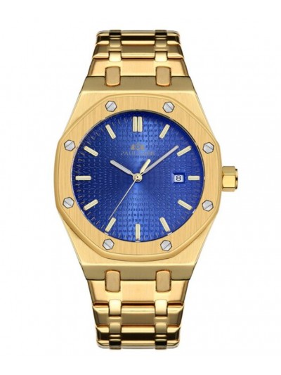 Brand Inspired Watch in Yellow Gold Casing - Blue Dial - Automatic Movement 