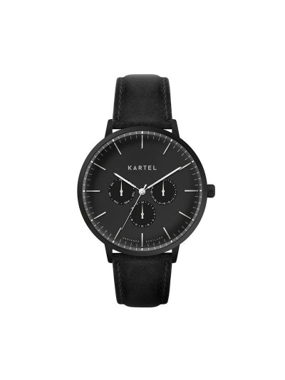 CUILLIN 43MM BLACK LEATHER STRAP WATCH